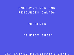 Energy Quiz title screen for Colecovision
